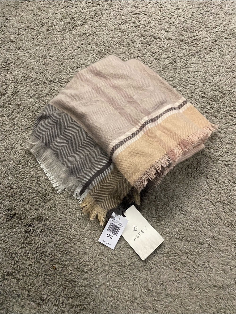 Aspen Women's Multi-Color Plaid Fringe Wrap Scarf